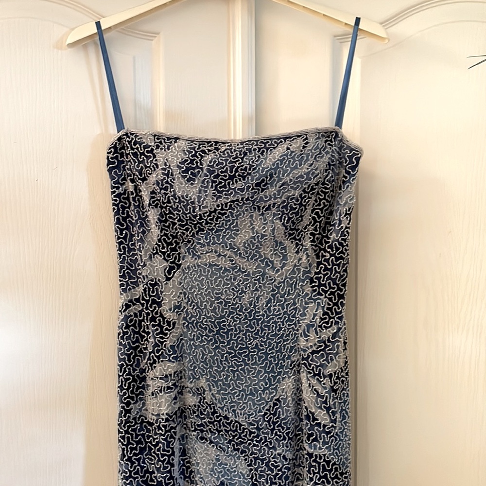 Gorgeous Blue Beaded Formal Evening Gown by Mia Bella. Size M. Never worn, New! - Picture 5 of 13